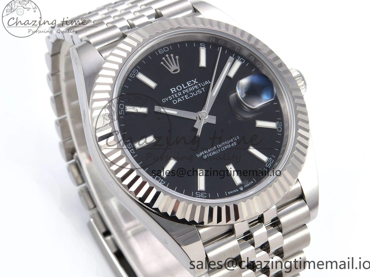 MiroTime 0406 HighPerformance DateJust 41 126334 EWEF Best Edition Black Stick Dial on Jubilee Bracelet A 1046